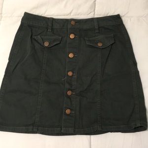 Green denim skirt
